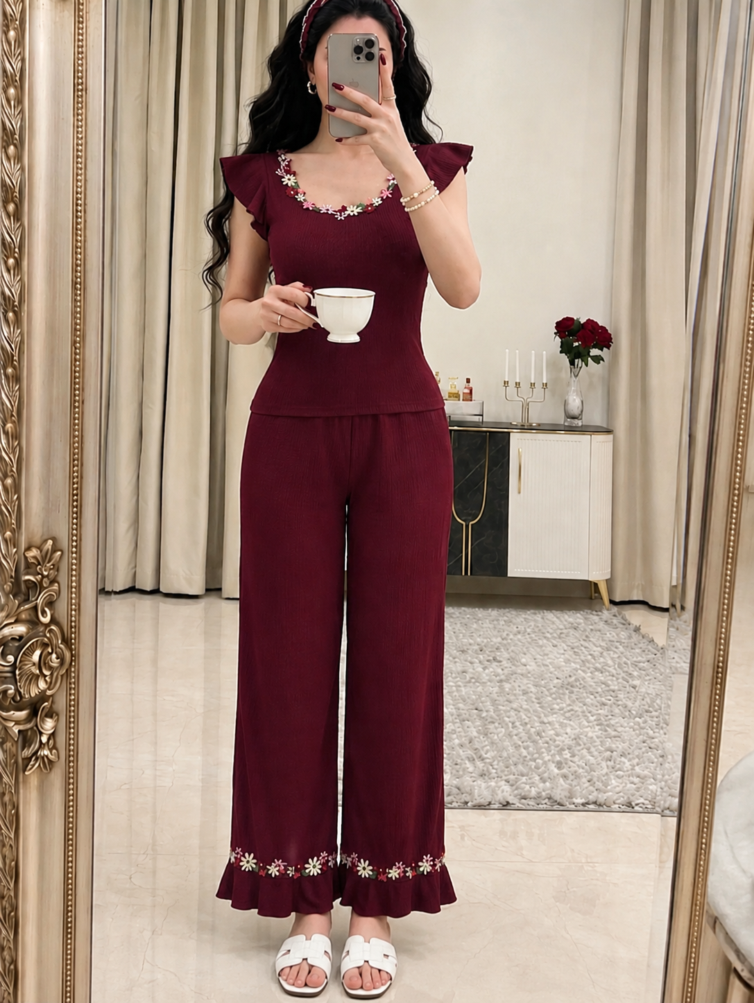 بيجامة ملكية بورد 🌸