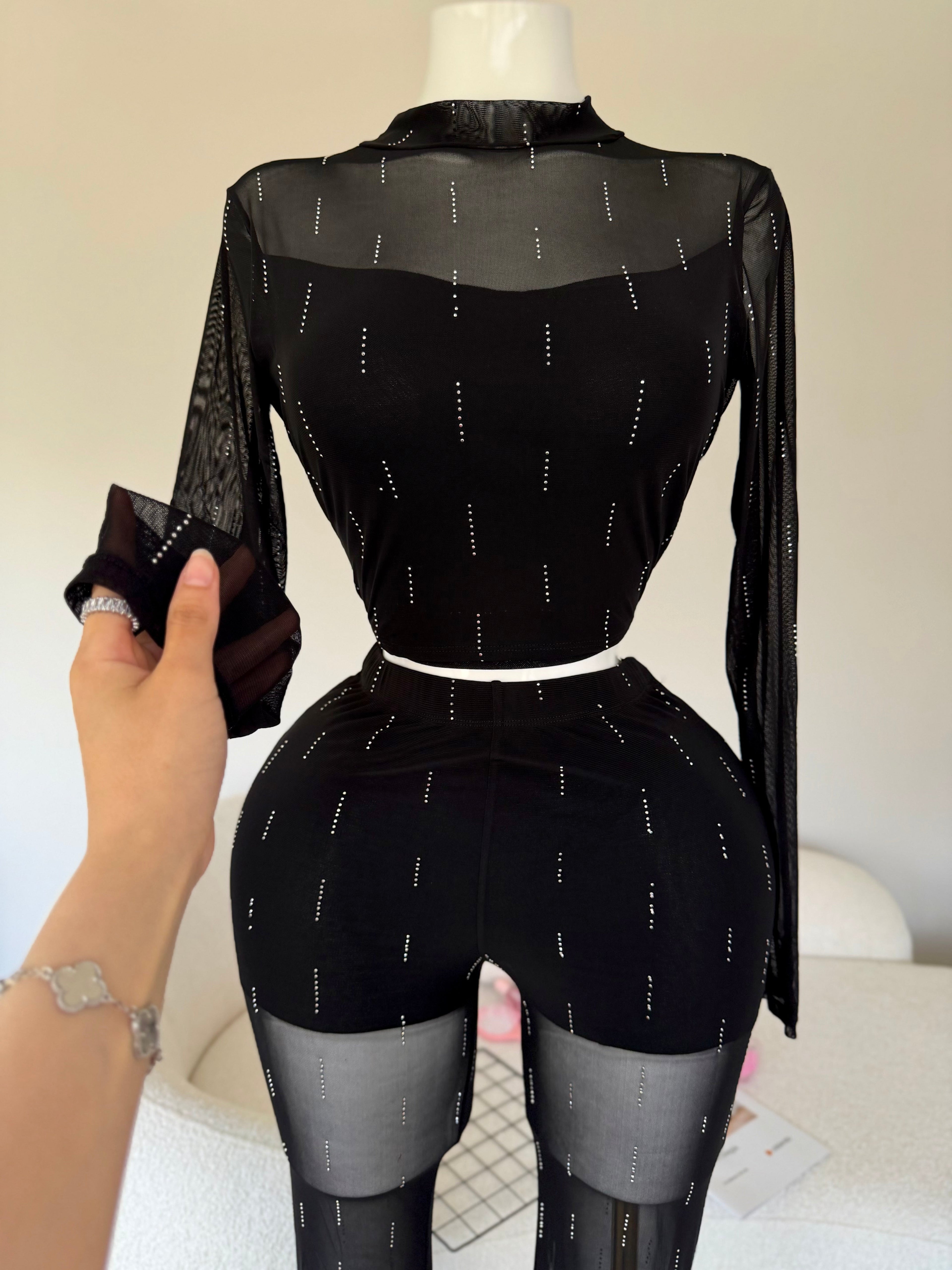 طقم أسترس أسود لامع 💎